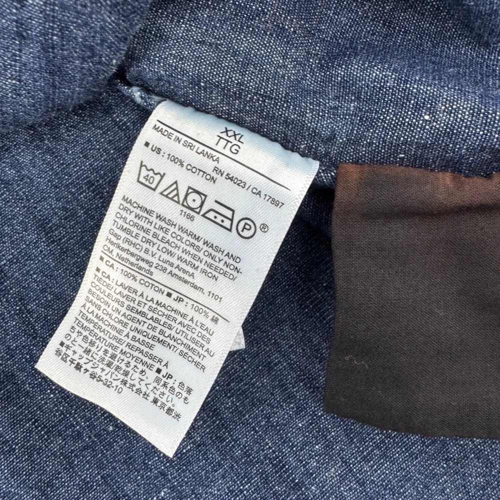 NEW Banana Republic Mens XXL Blue Denim Chambray Standard Fit Utility Shirt